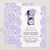 Lavender Purple Flowers Lattern Geburtstagsparty Einladung (Vorne/Hinten)