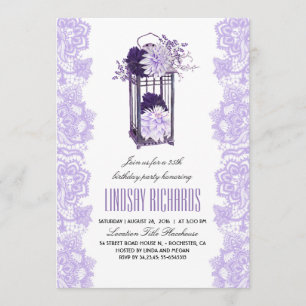 Lavender Purple Flowers Lattern Geburtstagsparty Einladung