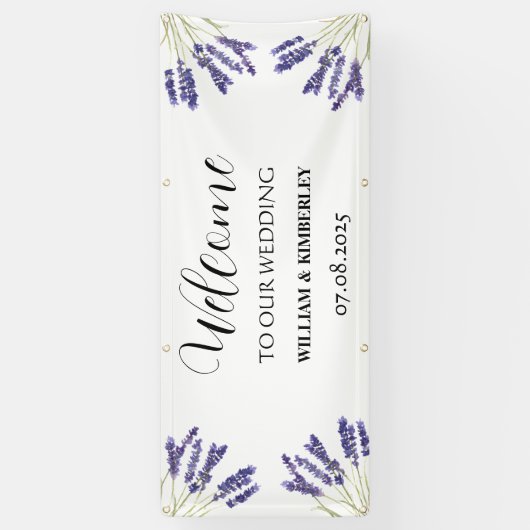 Lavender Purple Flowers Rustic Elegante Wedding Banner (Vertikal)