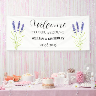 Lavender Purple Flowers Rustic Elegante Wedding Banner