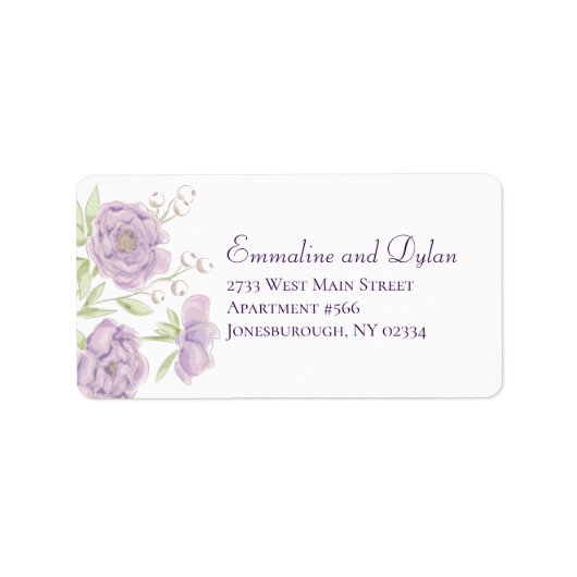 Lavender Purple Rose Wedding Address Labels Adressaufkleber (Vorne)