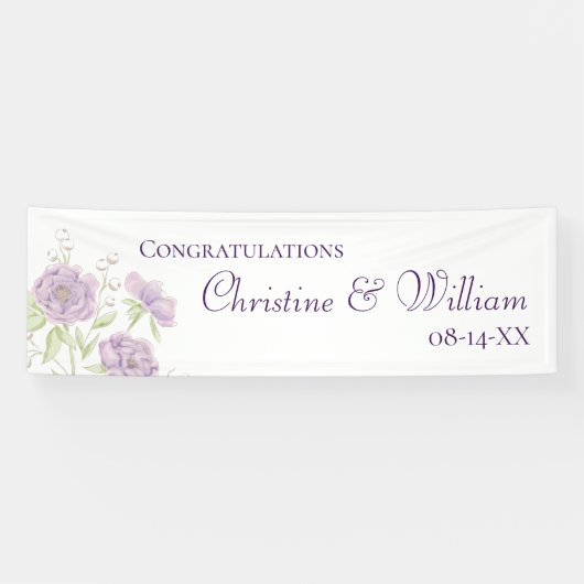 Lavender Purple Rose Wedding Banner (Horizontal)