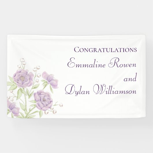Lavender Purple Rose Wedding Banner (Horizontal)