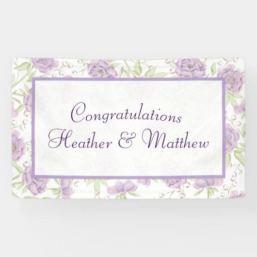 Lavender Purple Rose Wedding Banner (Horizontal)