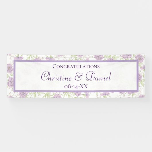 Lavender Purple Rose Wedding Banner (Horizontal)