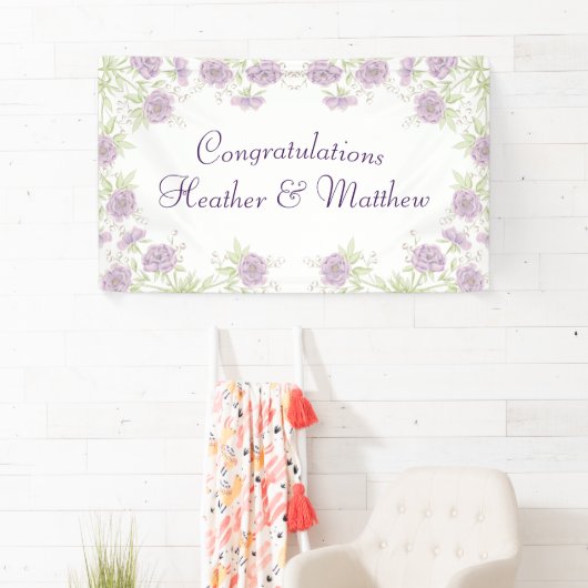 Lavender Purple Rose Wedding Banner (Insitu)
