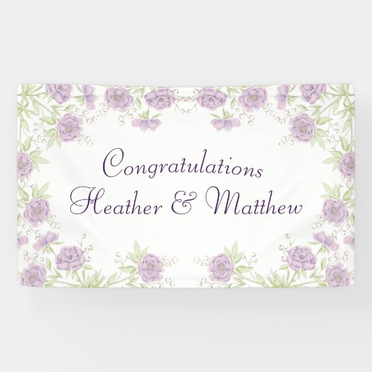 Lavender Purple Rose Wedding Banner (Horizontal)