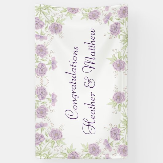 Lavender Purple Rose Wedding Banner (Vertikal)