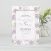 Lavender Purple Rose Wedding Einladung (Stehend Vorderseite)