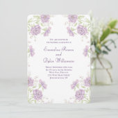 Lavender Purple Rose Wedding Einladung (Stehend Vorderseite)