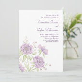 Lavender Purple Rose Wedding Einladung (Stehend Vorderseite)