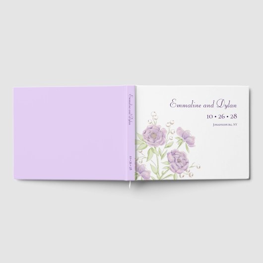 Lavender Purple Rose Wedding Gästebuch (Voll)