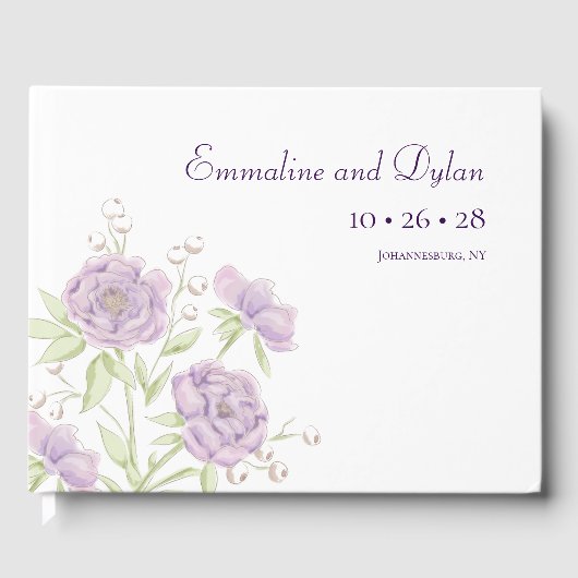 Lavender Purple Rose Wedding Gästebuch (Vorderseite)
