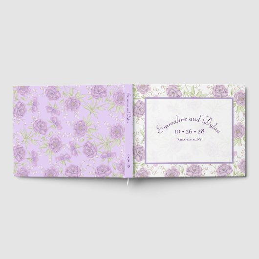 Lavender Purple Rose Wedding Gästebuch (Voll)