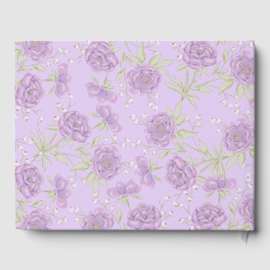 Lavender Purple Rose Wedding Gästebuch (Rückseite)