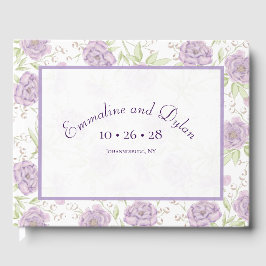 Lavender Purple Rose Wedding Gästebuch