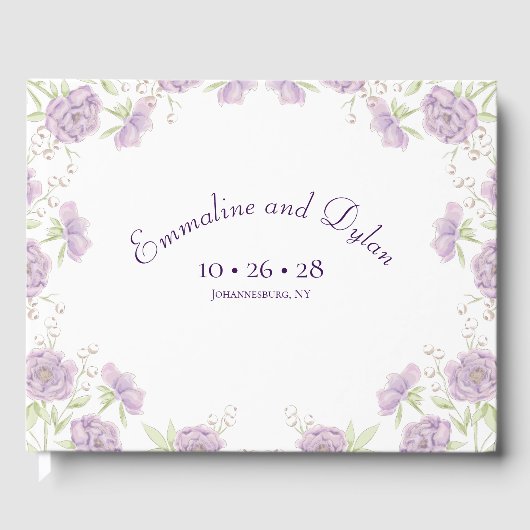 Lavender Purple Rose Wedding Gästebuch (Vorderseite)