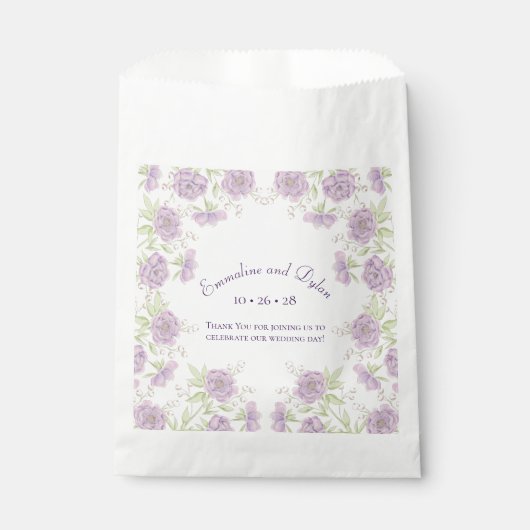 Lavender Purple Rose Wedding Geschenktütchen (Vorderseite)