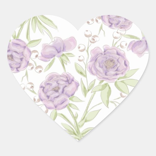 Lavender Purple Rose Wedding Herz-Aufkleber (Vorderseite)
