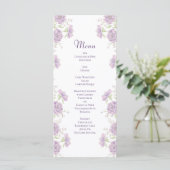 Lavender Purple Rose Wedding Menus Menükarte (Stehend Vorderseite)