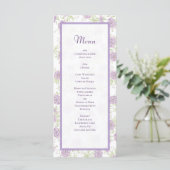 Lavender Purple Rose Wedding Menus Menükarte (Stehend Vorderseite)