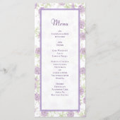Lavender Purple Rose Wedding Menus Menükarte (Vorderseite)