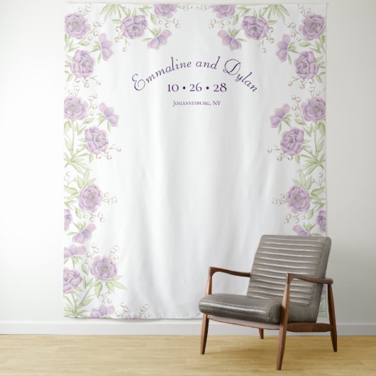 Lavender Purple Rose Wedding Photo Backdrop Wandteppich (Beispiel)