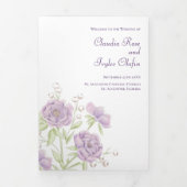 Lavender Purple Rose Wedding Programs Dreifach-gefaltete Programmkarte (Cover)
