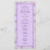 Lavender Purple Rose Wedding Programs Menükarte (Rückseite)