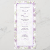 Lavender Purple Rose Wedding Programs Menükarte (Vorderseite)