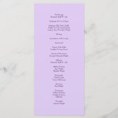 Lavender Purple Rose Wedding Programs Menükarte (Rückseite)