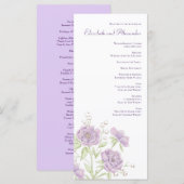 Lavender Purple Rose Wedding Programs Menükarte (Vorne/Hinten)