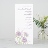 Lavender Purple Rose Wedding Programs Menükarte (Stehend Vorderseite)