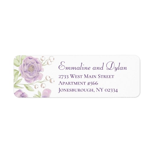 Lavender Purple Rose Wedding Return Address Labels (Vorne)