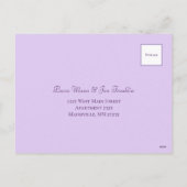 Lavender Purple Rose Wedding RSVP Feiertagspostkarte (Rückseite)