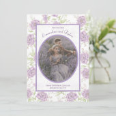 Lavender Purple Rose Wedding Save the Date Einladung (Stehend Vorderseite)
