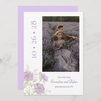 Lavender Purple Rose Wedding Save the Date Einladung