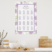 Lavender Purple Rose Wedding Seating Chart Poster (Küche)
