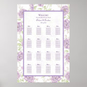 Lavender Purple Rose Wedding Seating Chart Poster (Vorne)