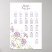 Lavender Purple Rose Wedding Seating Chart Poster (Vorne)