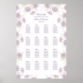 Lavender Purple Rose Wedding Seating Chart Poster (Vorne)
