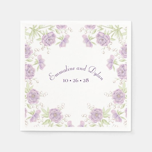 Lavender Purple Rose Wedding Serviette (Vorderseite)