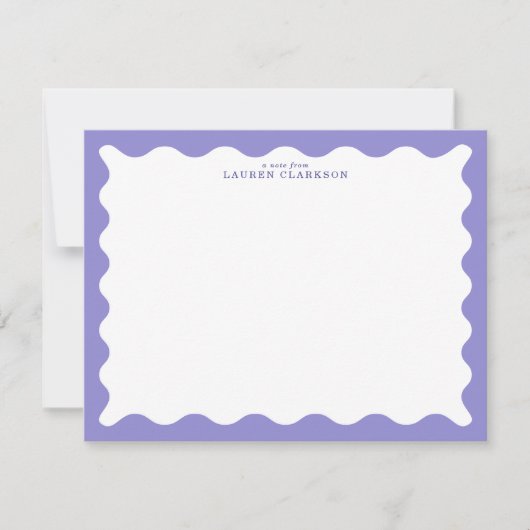 Lavender Purple Wavy Frame Note Card Einladung (Vorderseite)