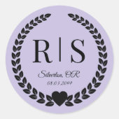 Lavender Purple Wedding Monogram Initials Runder Aufkleber (Vorderseite)