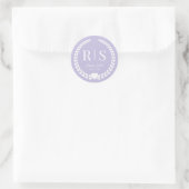 Lavender Purple Wedding Monogram Initials Runder Aufkleber (Tasche)