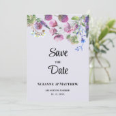 Lavender purple wildflower spring Save the Date Einladung (Stehend Vorderseite)