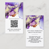 *~* LAVENDER QR CODE Yummy Gold Bold AP29 Visitenkarte (Vorne/Hinten)