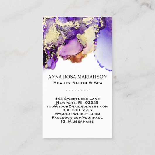 *~* LAVENDER QR CODE Yummy Gold Bold AP29 Visitenkarte (Rückseite)