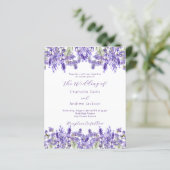 Lavender QR UAWG Details Budget Hochzeitseinladung (Stehend Vorderseite)