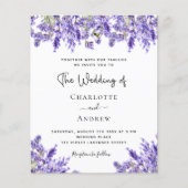 Lavender QR UAWG Details Budget Hochzeitseinladung (Vorderseite)
